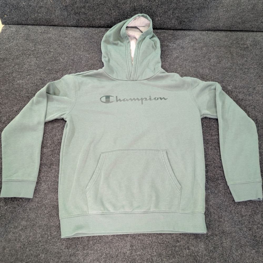 Champion Hoodie Women XL 18/20 Sage Green Excellent Fleece Logo Pullover